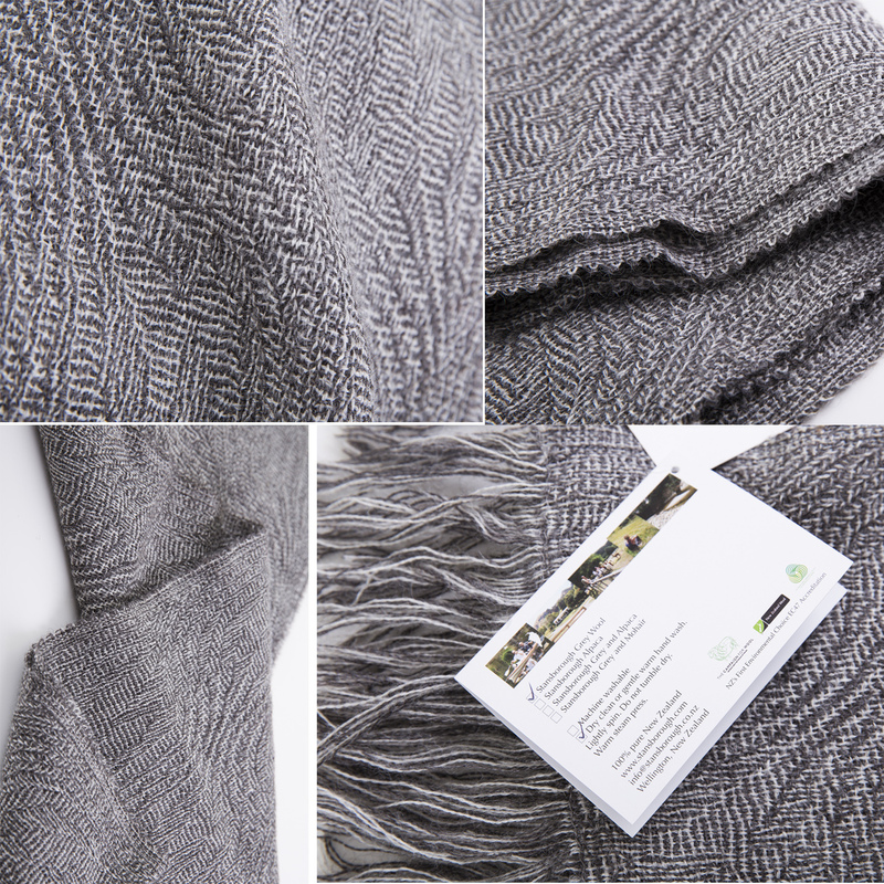 新西兰Stansborough指环王系列灰羊毛保暖围巾26x180cm 灰蓝