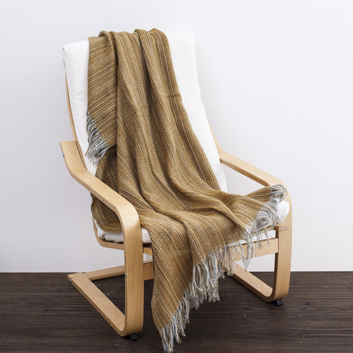 新西兰原产Stansborough指环王系列灰羊毛针织躺椅盖毯 黄色