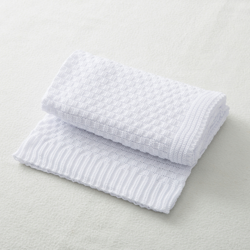 德国原产SonnenStrick全棉婴儿毯宝宝抱毯针织纹 白色