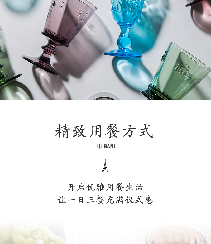 法国原产La Rochère佛罗伦萨系列玻璃高脚杯洋酒杯水杯果汁杯 深灰