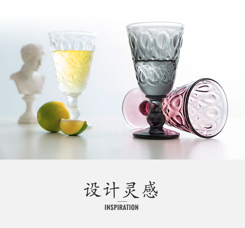 法国原产La Rochère佛罗伦萨系列玻璃高脚杯洋酒杯水杯果汁杯 深灰
