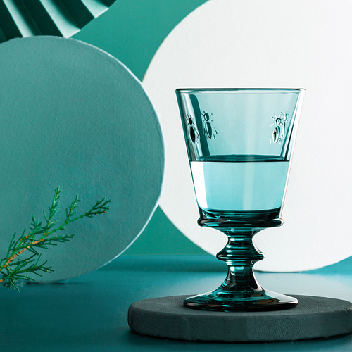 法国原产La Rochère蜜蜂系列玻璃酒杯高脚杯水杯果汁杯 蓝色