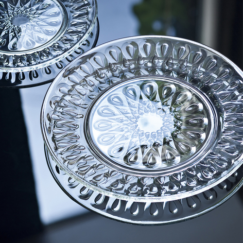 法国原产La Rochère里昂系列透明玻璃盘子餐盘水果盘点心盘 透明