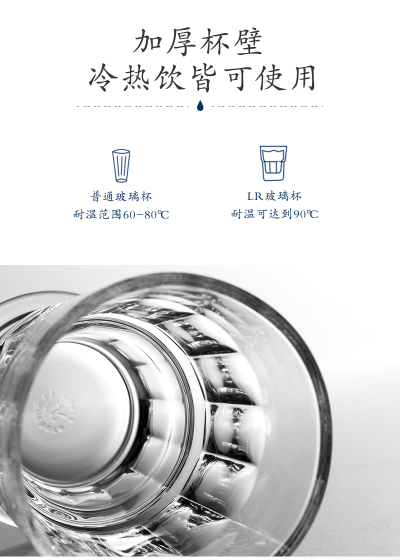 法国原产La Rochère PRESSES系列宽口长饮杯玻璃杯酒杯饮料杯 透明