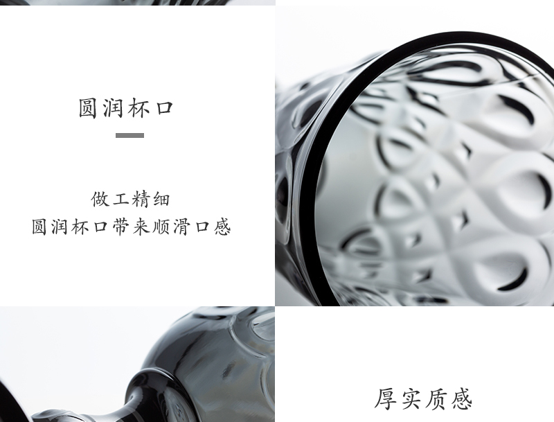 法国原产La Rochère佛罗伦萨系列玻璃高脚杯洋酒杯水杯果汁杯 深灰