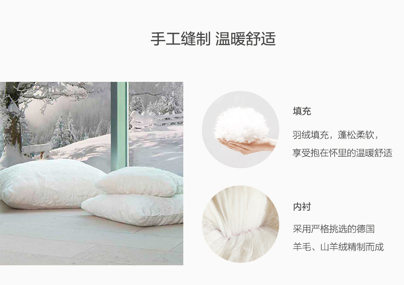 德国原产CARMA仿皮草抱枕靠垫枕头北极熊系列 白色 S（40X60cm）