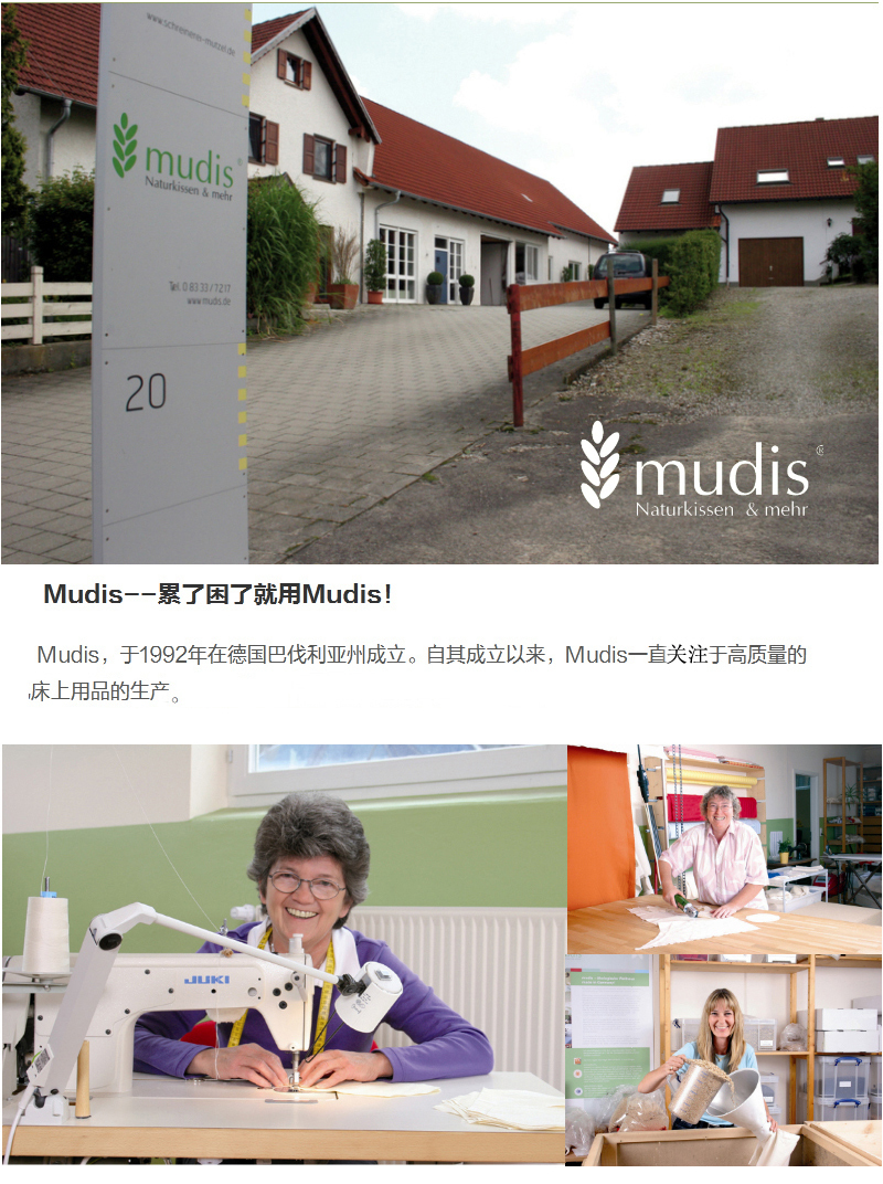 德国原产Mudis棉小米羊毛护理枕枕头枕芯 白色
