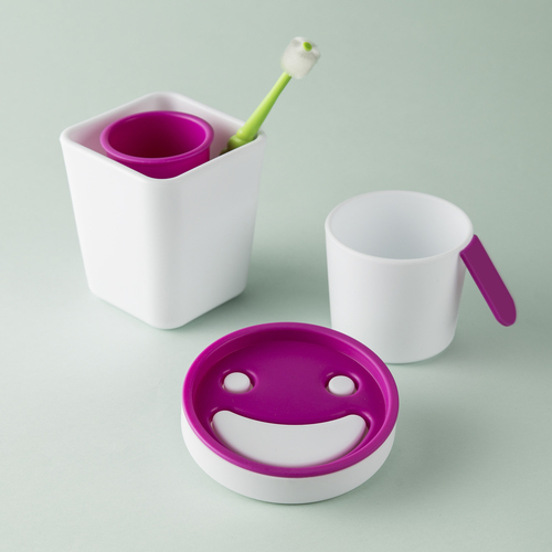 韩国原产zeebe创意洗漱三件套漱口杯肥皂盒牙刷架 粉红