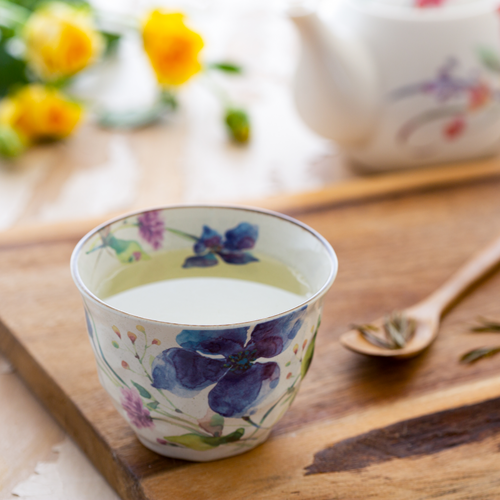 日本原产ceramic 蓝花水彩铁线花茶碗1个装彩色 茶碗 喜地