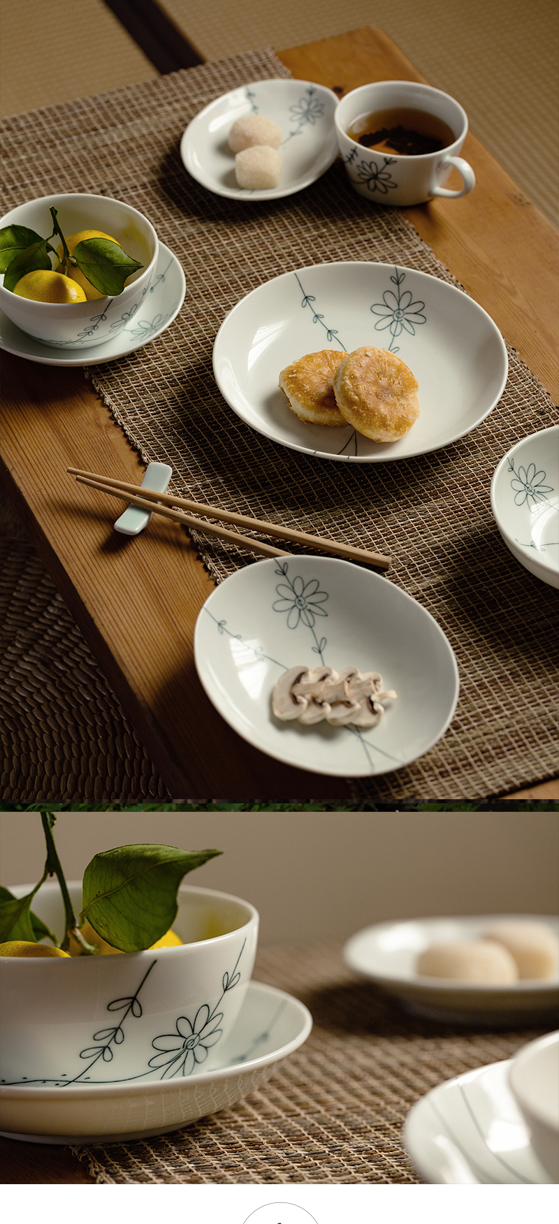 日本原产舍米蓝小花系列餐具餐盘餐碗 大皿盘