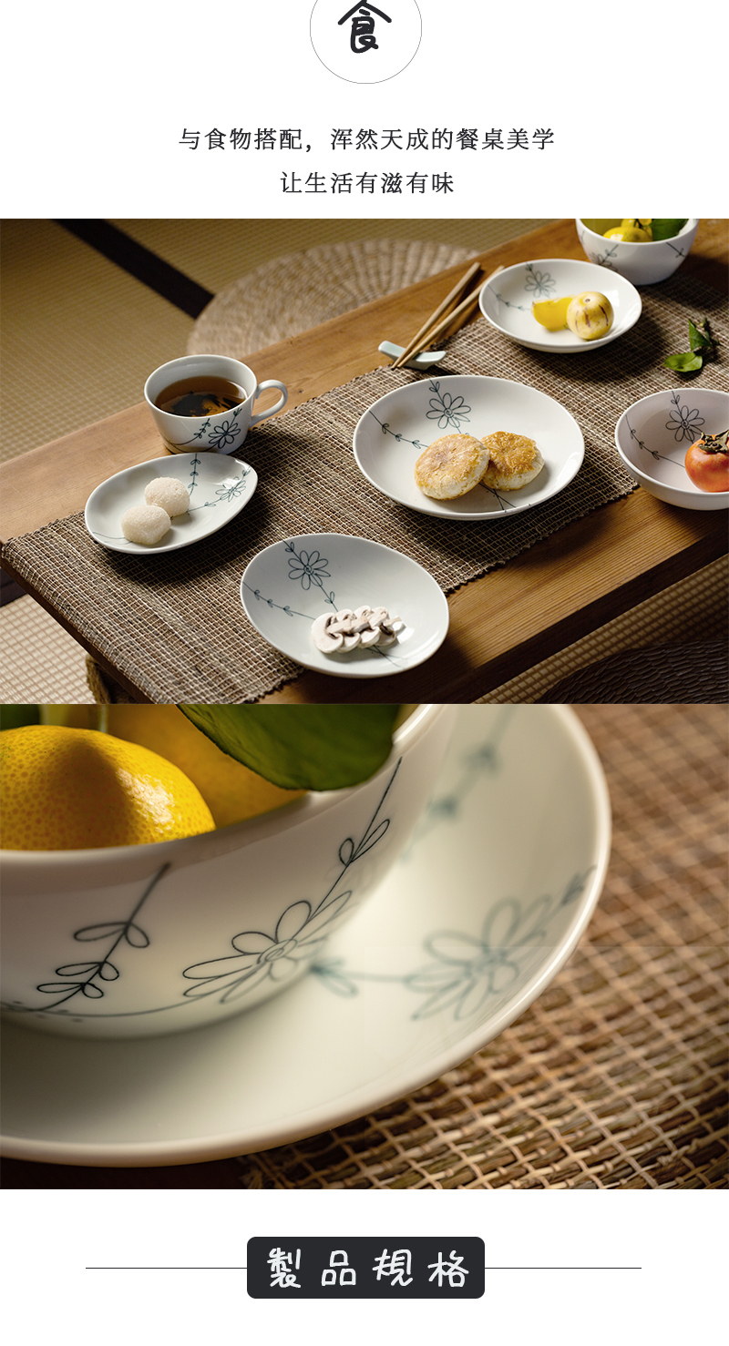 日本原产舍米蓝小花系列餐具餐盘餐碗 大皿盘