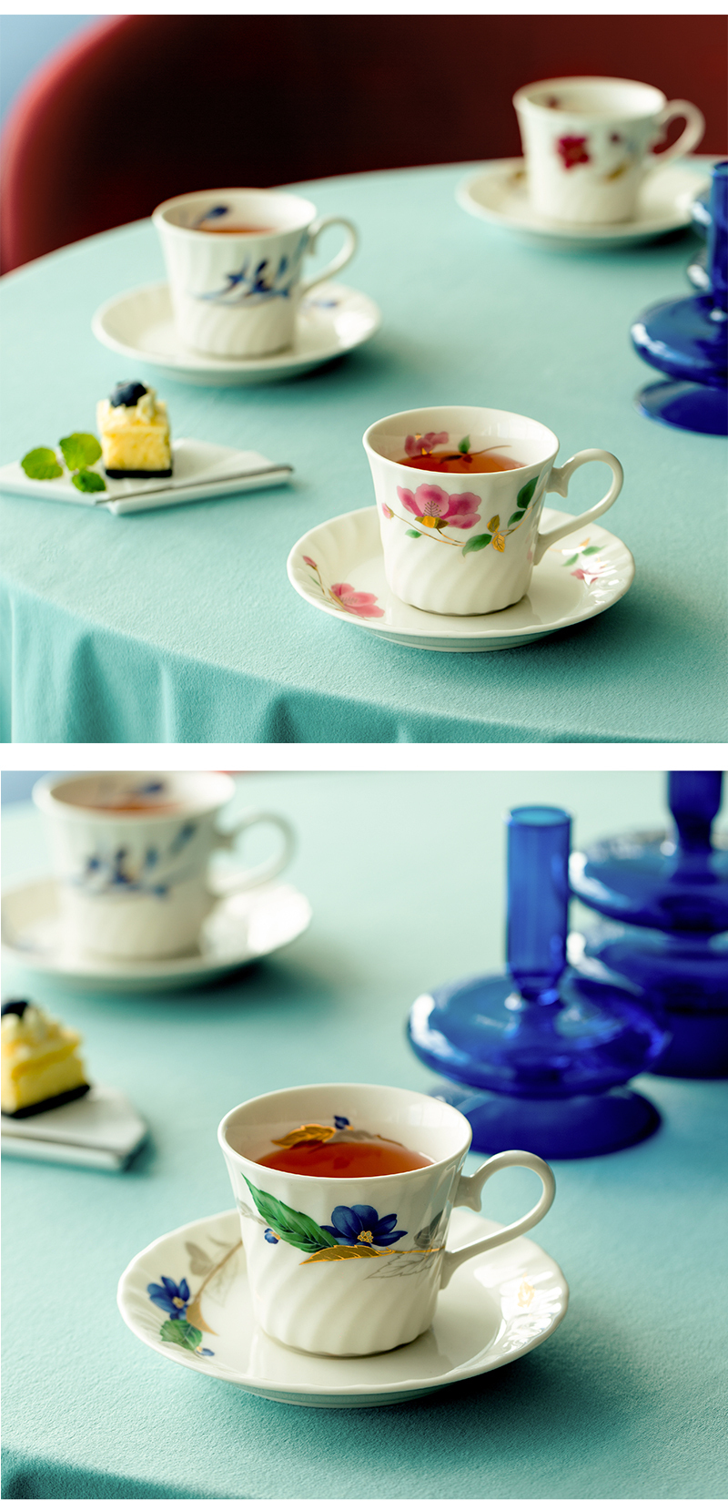 日本原产舍米蓝花集下午茶杯碟五件套 下午茶杯碟五件套