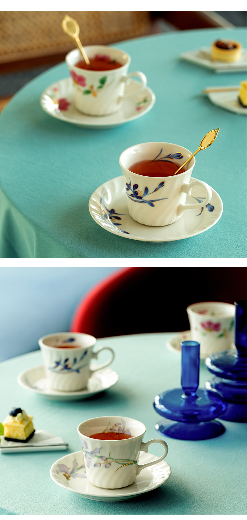 日本原产舍米蓝花集下午茶杯碟五件套 下午茶杯碟五件套