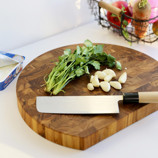 韩国BELLESOME柚木End Grain原木半圆形砧板