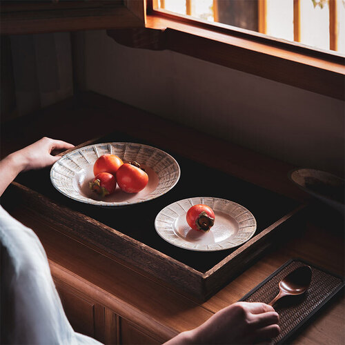 日本原产舍米蓝 Shiokaze潮风浮雕餐具餐盘餐碗 深盘