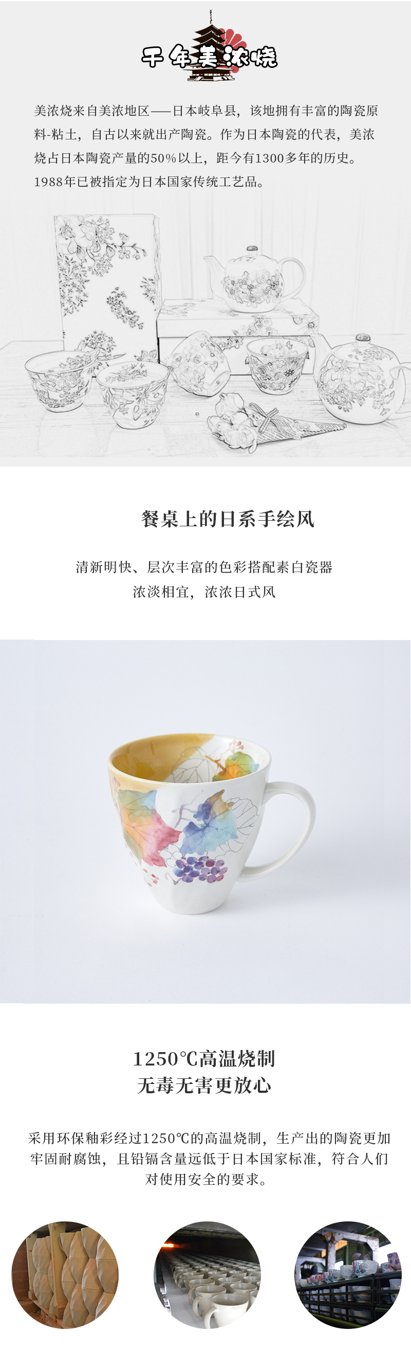 日本CERAMIC AI 十二月花系列美浓烧陶瓷杯马克杯水杯 单杯 一月 山茶花