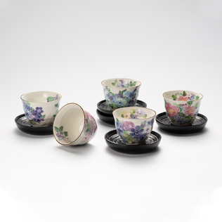 日本原产CERAMIC AI花工房系列 茶杯5件套