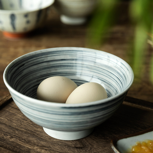日本原产舍米蓝大碗餐碗 细刷毛目 大碗