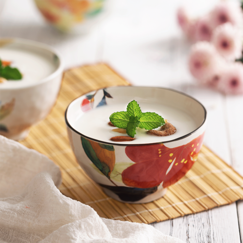 日本ceramic 蓝花廊系列山茶花米饭碗 彩色