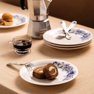 日本原产舍米蓝蔷薇点心盘新骨瓷五件套装