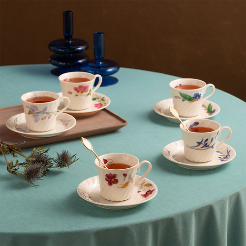 日本原产舍米蓝花集下午茶杯碟五件套 下午茶杯碟五件套