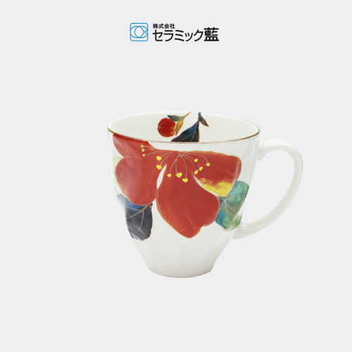 日本CERAMIC AI 十二月花系列美浓烧陶瓷杯马克杯水杯 单杯 一月 山茶花