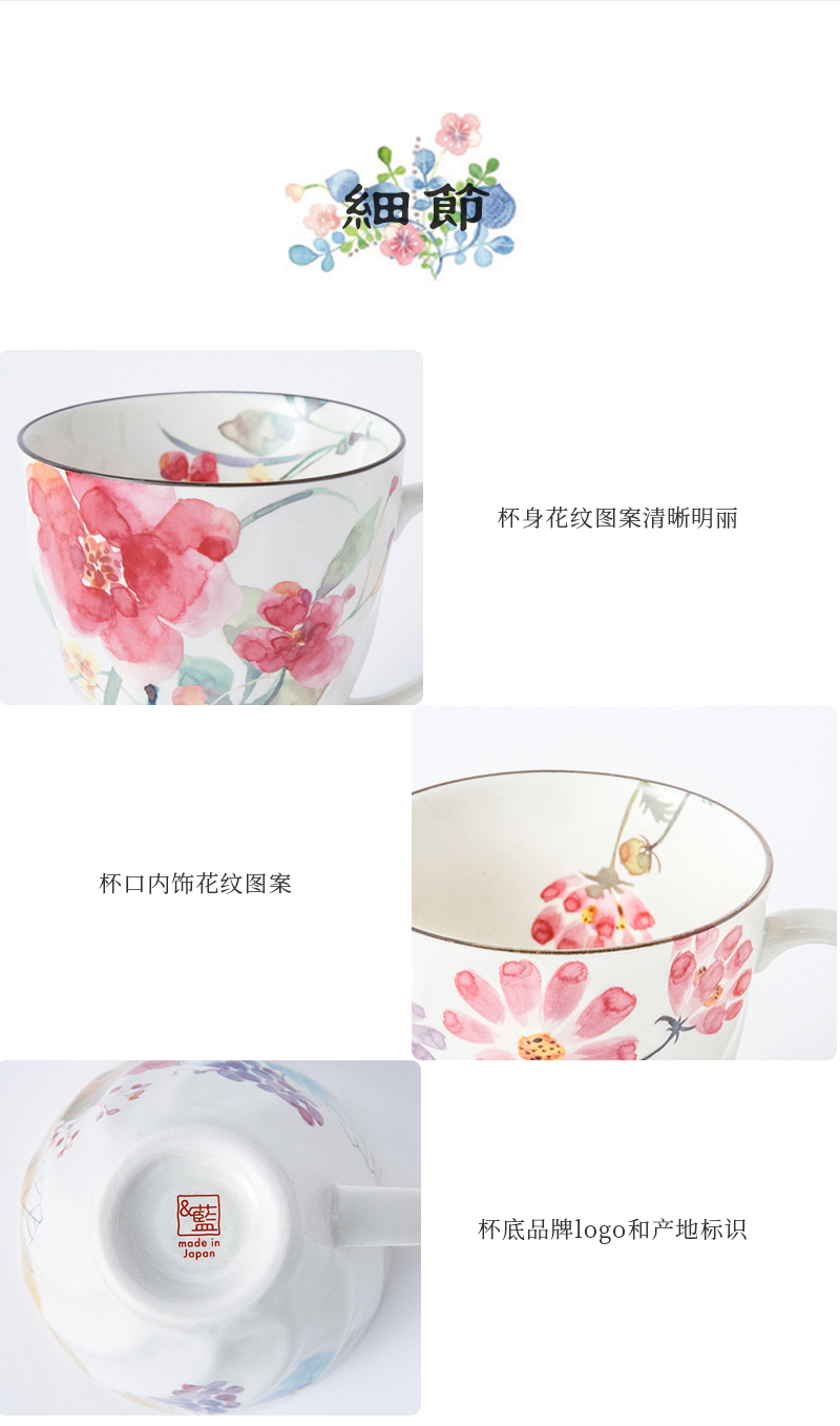 日本CERAMIC AI 十二月花系列美浓烧陶瓷杯马克杯水杯 单杯 一月 山茶花