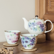 日本原产ceramic 蓝美浓烧茶壶茶杯一壶两杯套装花工房 混色