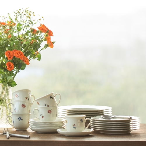 德国原产Seltmann Weiden彩色小花系列咖啡具餐具套装 18件套