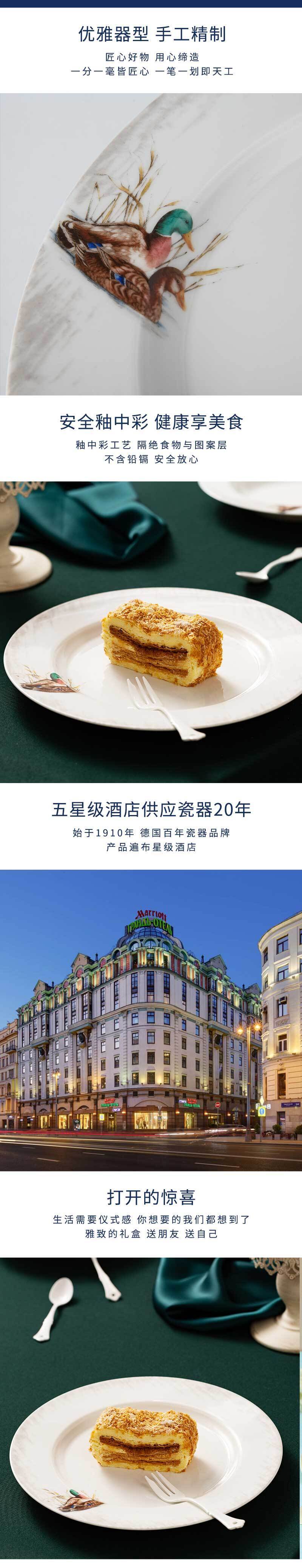 德国原产Seltmann Weiden Tettau鸳鸯戏水系列餐具餐盘 平盘28cm
