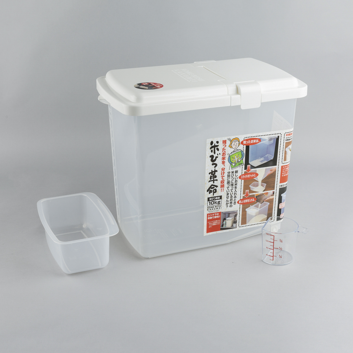 日本原产inomata10kg装储米箱米缸米桶带量杯滑轮残米盒