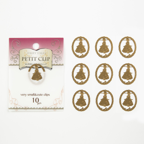 日本原产Petit Clip不锈钢灰姑娘金属书夹书签纪念10枚1包装 金黄