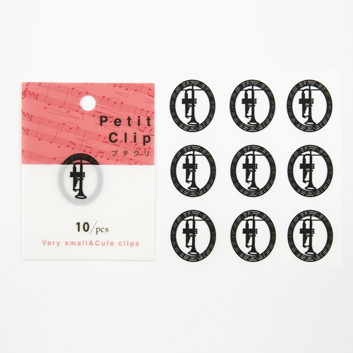 日本原产Petit Clip不锈钢小号金属书夹纪念品 10枚1包装 黑色
