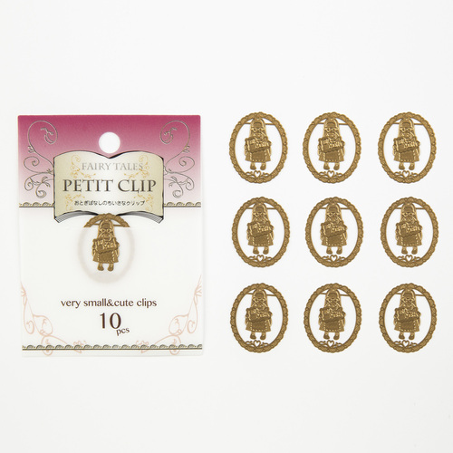 日本原产Petit Clip不锈钢爱丽丝书夹书签纪念10枚1包装 金黄