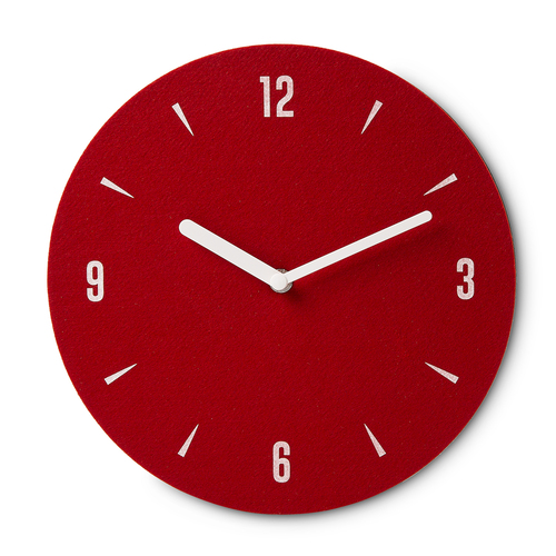 韩国原产thehaki三明治圆形毛毡钟表卧室客厅挂钟电子钟红色