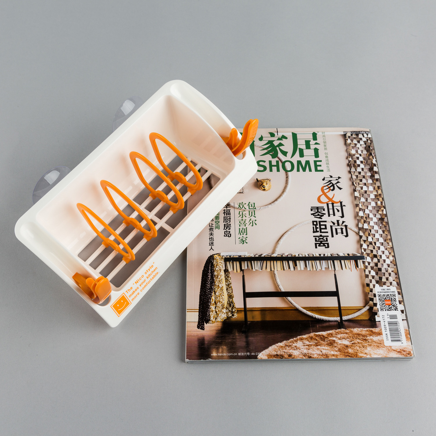 日本原产inomata吸取式沥水架收纳架置物架带吸盘 白色