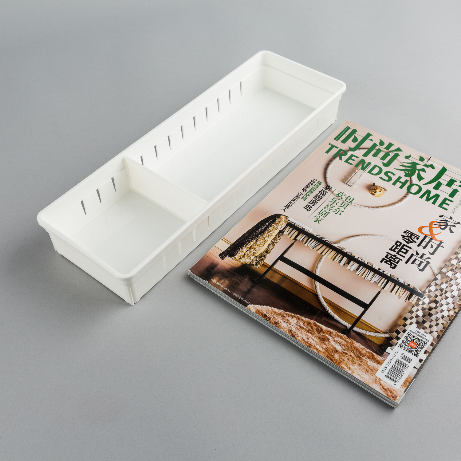 日本原产inomata厨房抽屉收纳盒储物分格盒整理盒宽型 白色