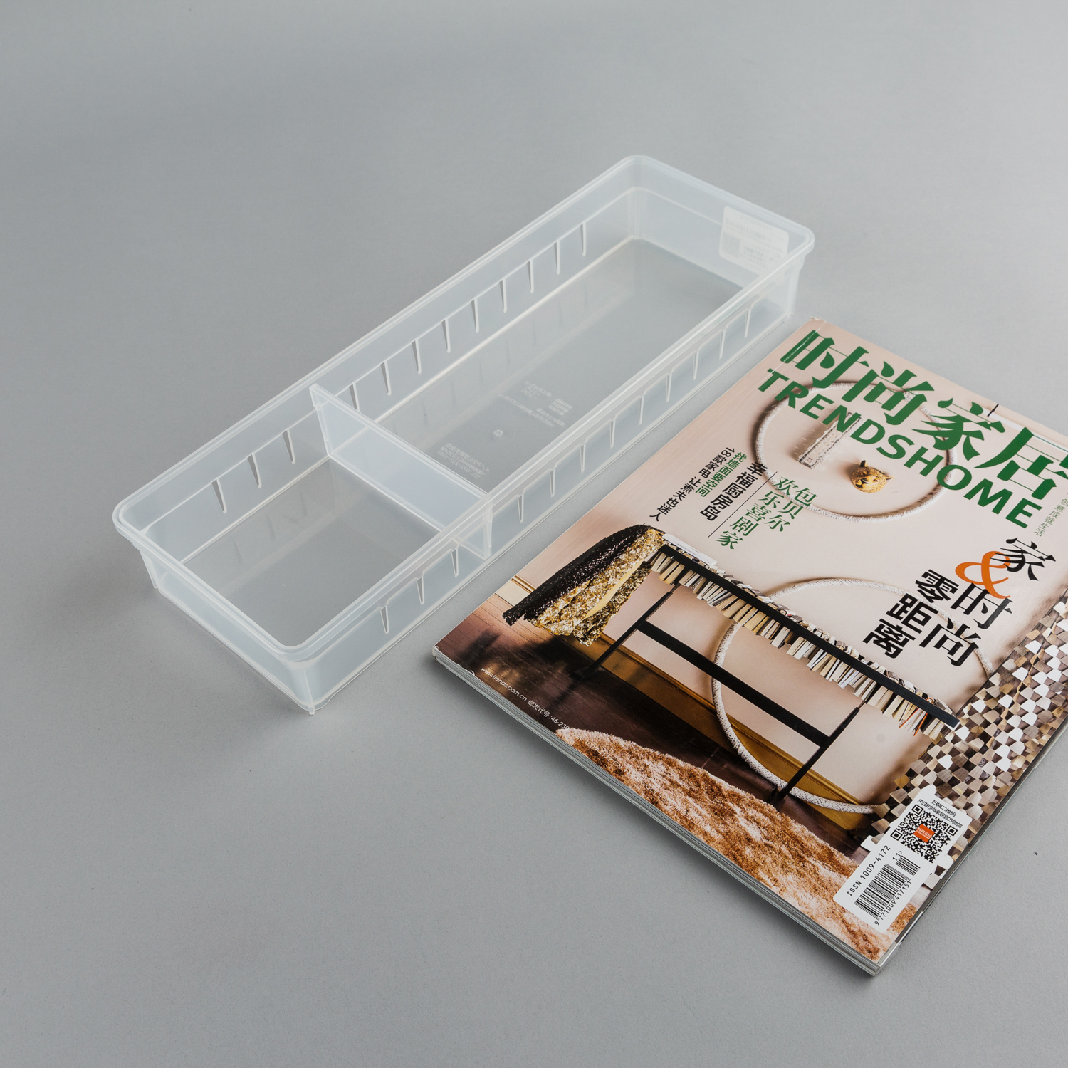 日本原产inomata厨房抽屉收纳盒储物分格盒整理盒宽型 透明