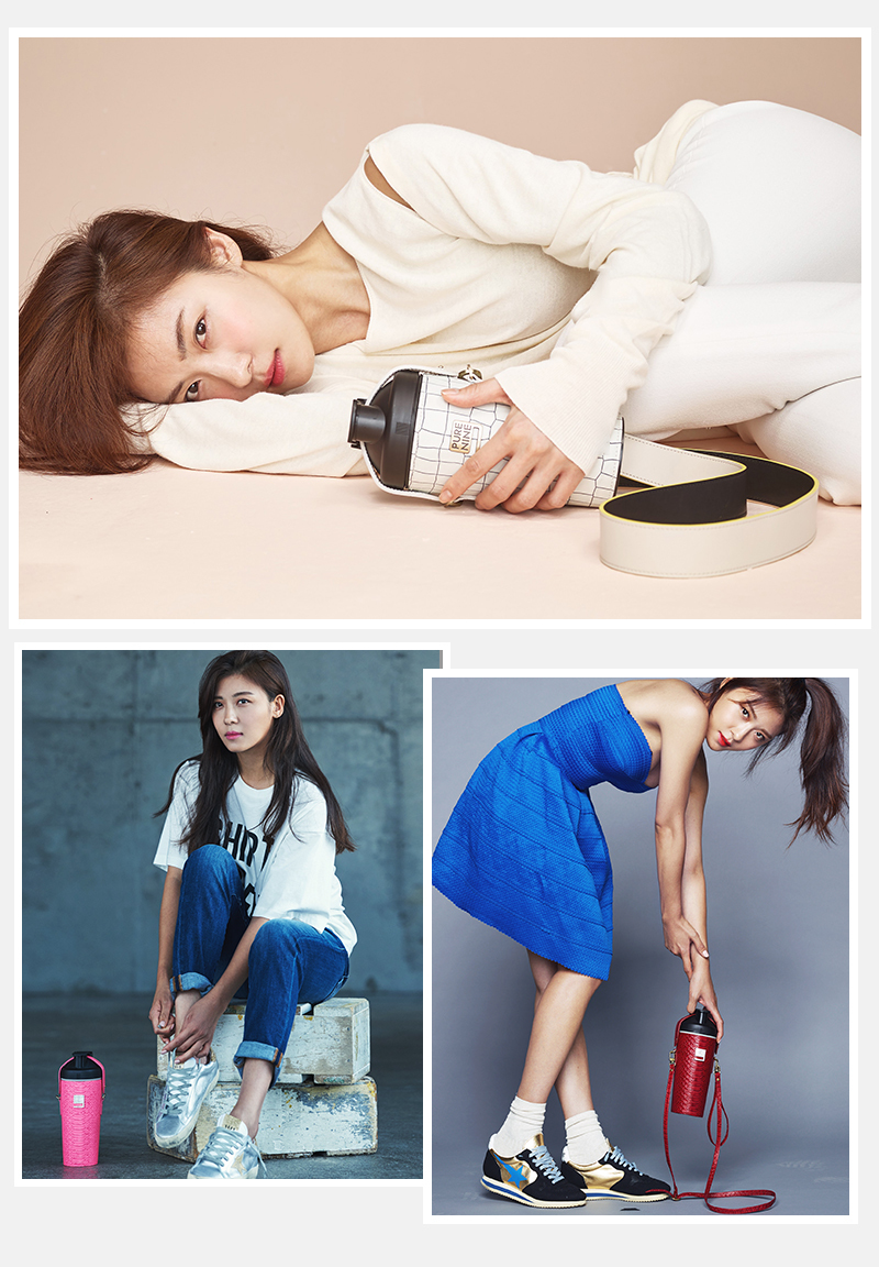 韩国原产PURENINE弱碱性健身户外水杯运动水壶摇摇杯 黑花