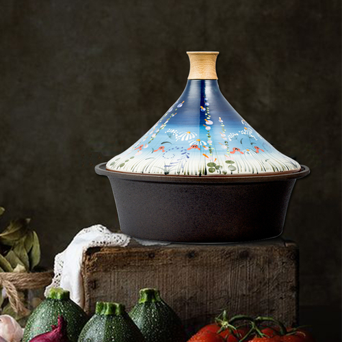 英国原产netherton手工打造铸铁塔吉锅炖锅焖烧锅31cm清新花丛