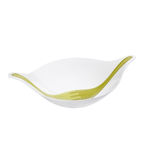 德国原产koziol创意叶型生菜碗沙拉碗水果碗 白碗绿匙