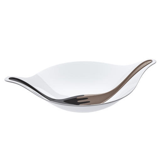 德国原产koziol创意叶型生菜碗沙拉碗水果碗 白碗黑匙