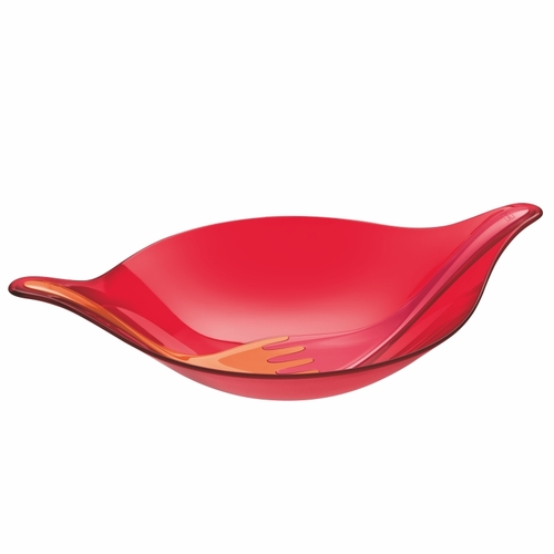 德国原产koziol创意叶型生菜碗沙拉碗水果碗 红碗红匙