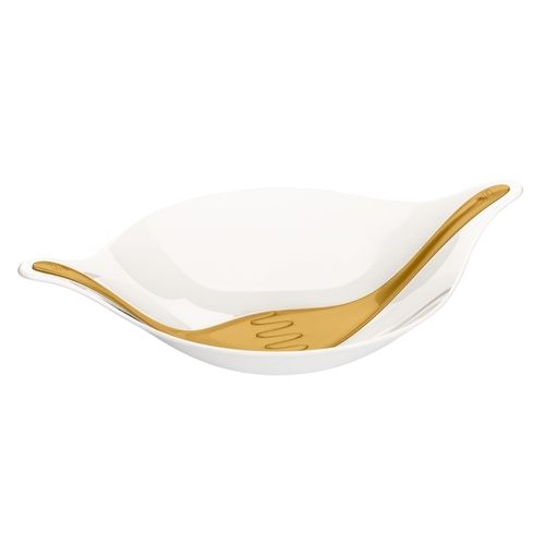 德国原产koziol创意叶型生菜碗沙拉碗水果碗 白碗金匙