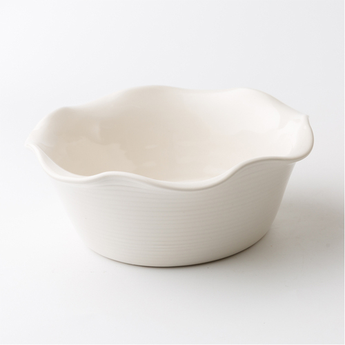瑞典原产gerbera design手工波纹碗沙拉碗双皮奶碗 白色