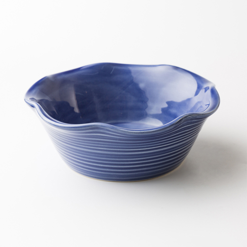 瑞典原产gerbera design手工波纹碗沙拉碗双皮奶碗 海军蓝