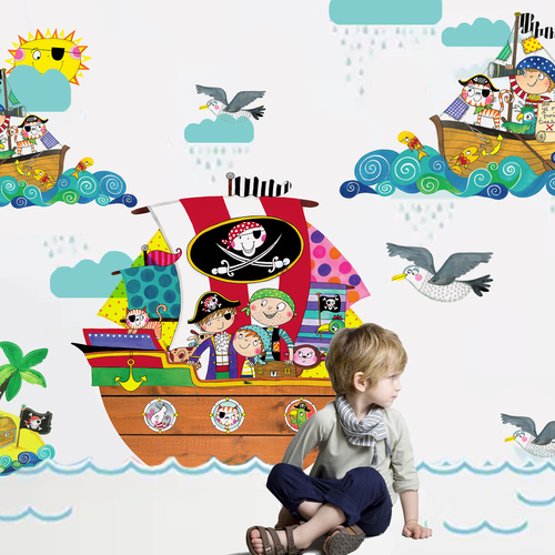 英国Rachel Ellen Designs海盗船系列儿童墙贴墙纸贴画 彩色