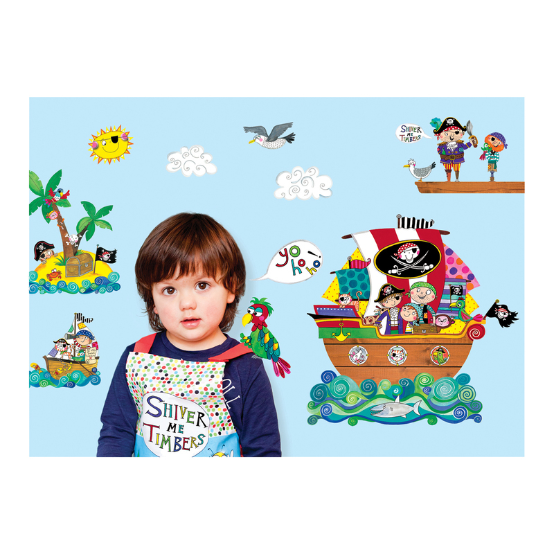 英国原产Rachel Ellen Designs海盗船系列儿童墙贴 浅蓝