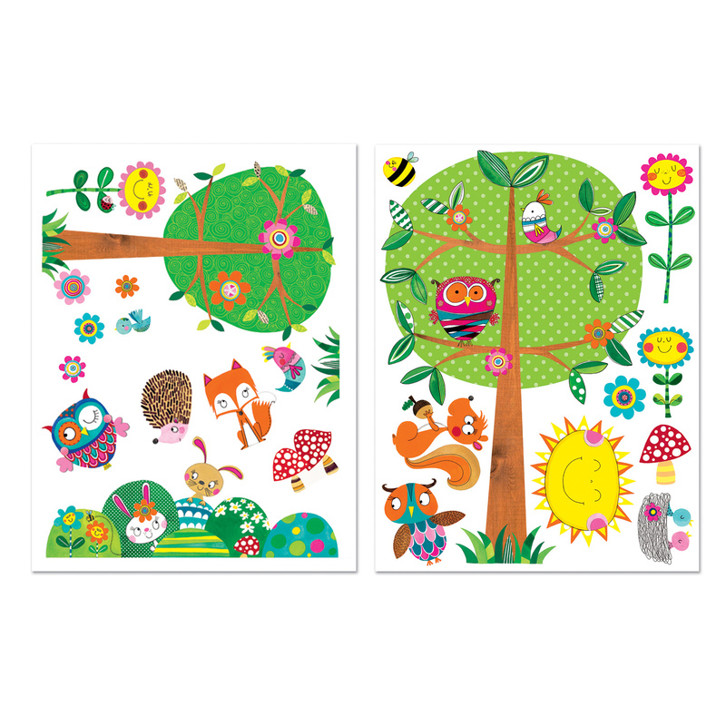 英国原产Rachel Ellen Designs森林系列儿童墙贴 浅粉色