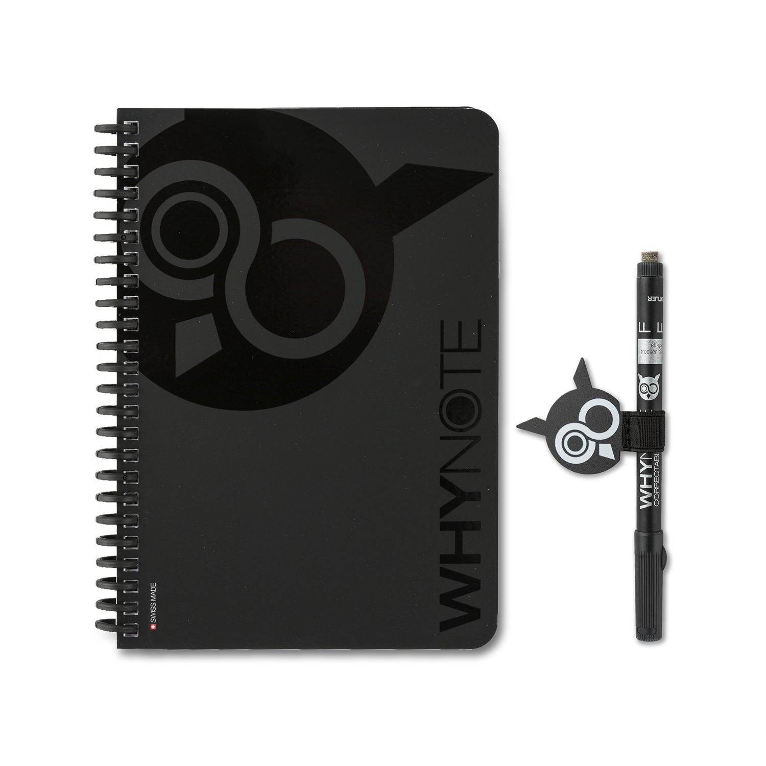 瑞士原产WHYNOTE可擦除A5笔记本可重复使用笔记本套装 黑色